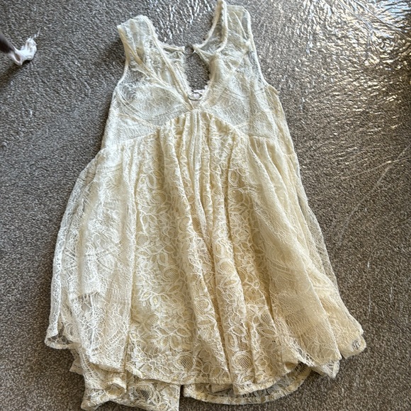 Free People Cream Lace Mini Dress Flowy Size XS - Picture 4 of 5